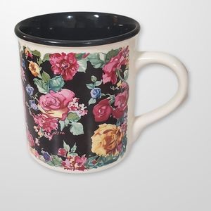 Vintage Potpourri Press "Tudor Garden" 1989 Floral Black Mug